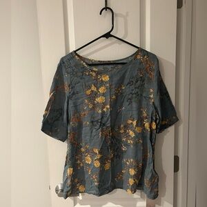 Vibrant Blue and Yellow Blouse with Elegant Design